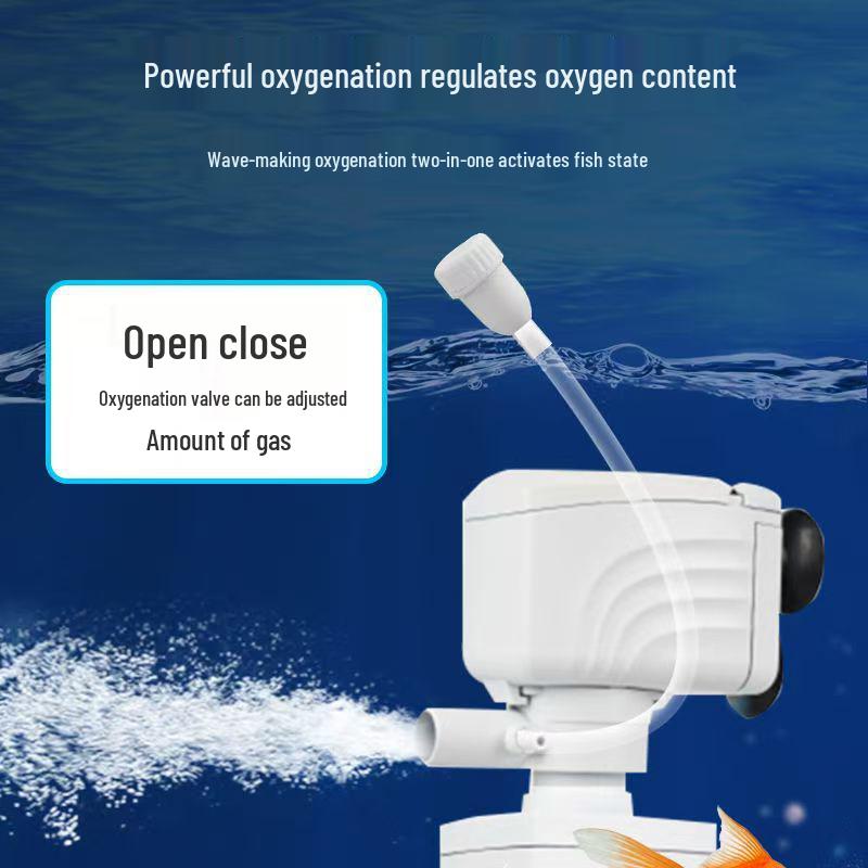 Rookie Three-in-One Aquarium Filter: Silent Pump, Oxygenation, and Feces Suction System.