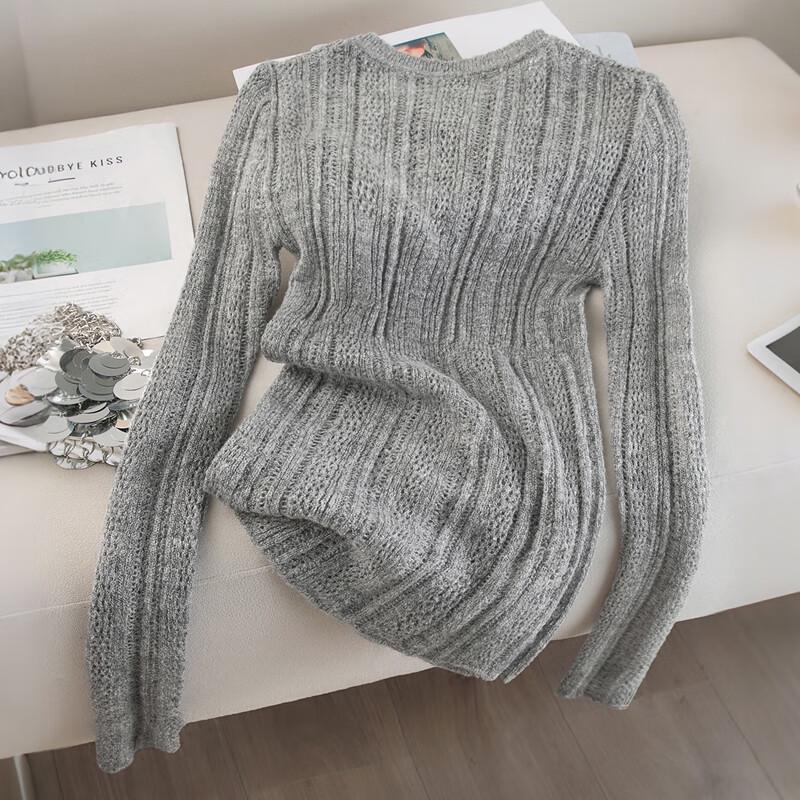 Sishe Women's Solid Round Neck Knit Top