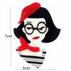 Blucome Quality Acrylic Cartoon Girl Brooch for Women Men Clothes Bag Pendant Badge New Year Gift