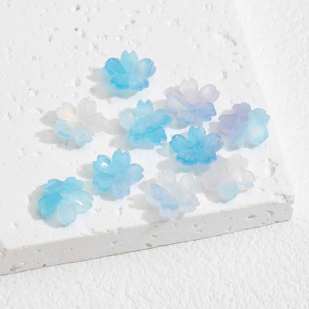 10/20/50pcs Resin Flower Beads Caps Cherry Blossoms Petal Charms Pendants Loose Spacer Bead for Earrings Hair Jewelry Making DIY