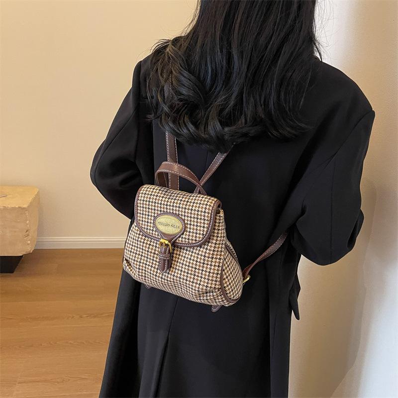 2025 autumn new thousand bird grid backpack niche design portable backpack travel bag premium texture bag women