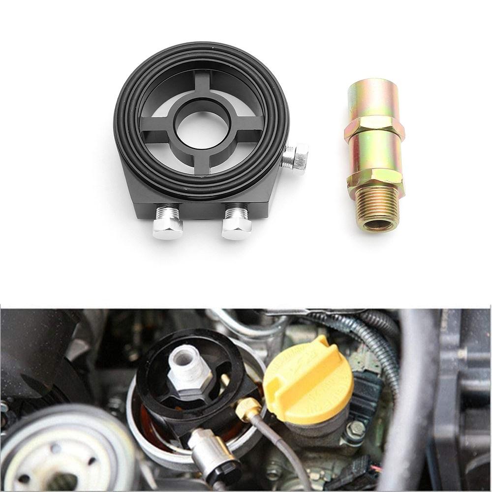 Universal Automotive Car Aluminum Oil Filter Sandwich Plate Adapter Oil Press Temp Sensor Adapter With Connectors Kit