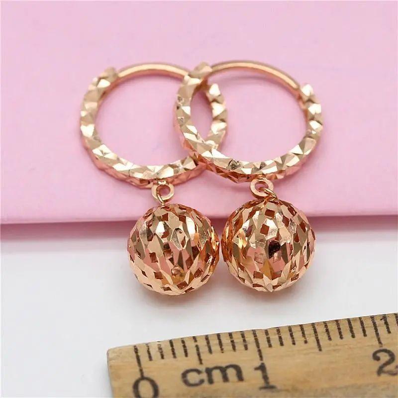 Exquisite Purple Gold Color Gold Hollow Ball Earrings Simple Korean Version Versatile Fashion Personalized Wind Plated Rose Gold Earrings