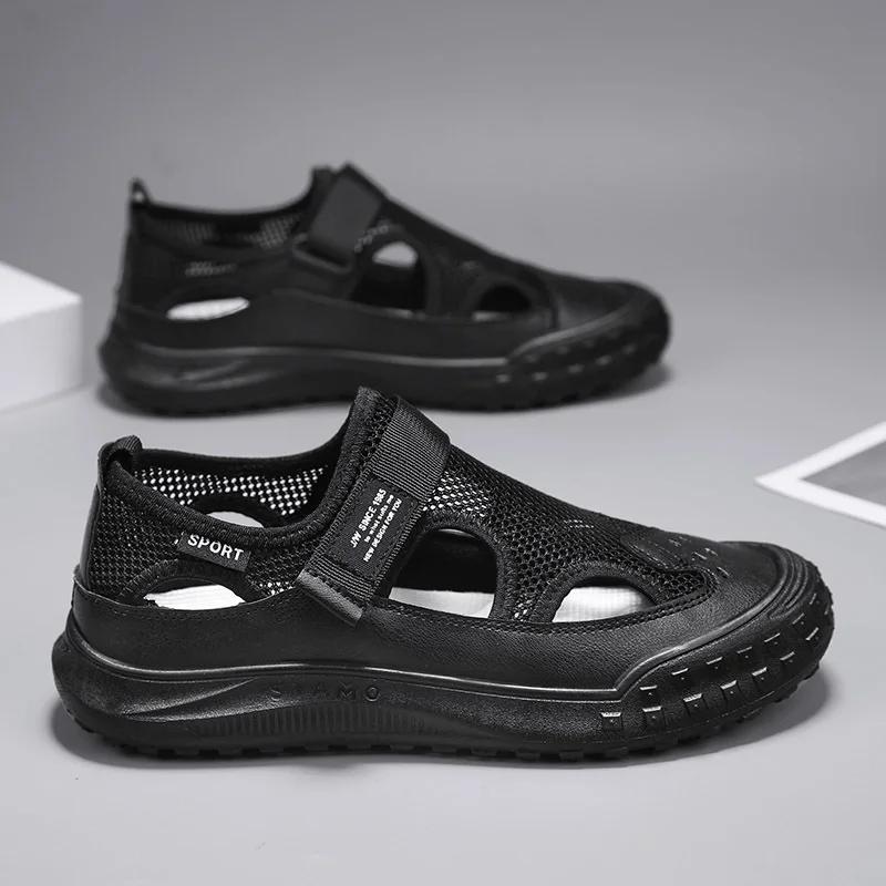 Men's Baotou Sandals Summer Breathable Hollow Out Sandals Casual Platform Sandals for Men Outdoor Non Slip Beach Sandalias Homme