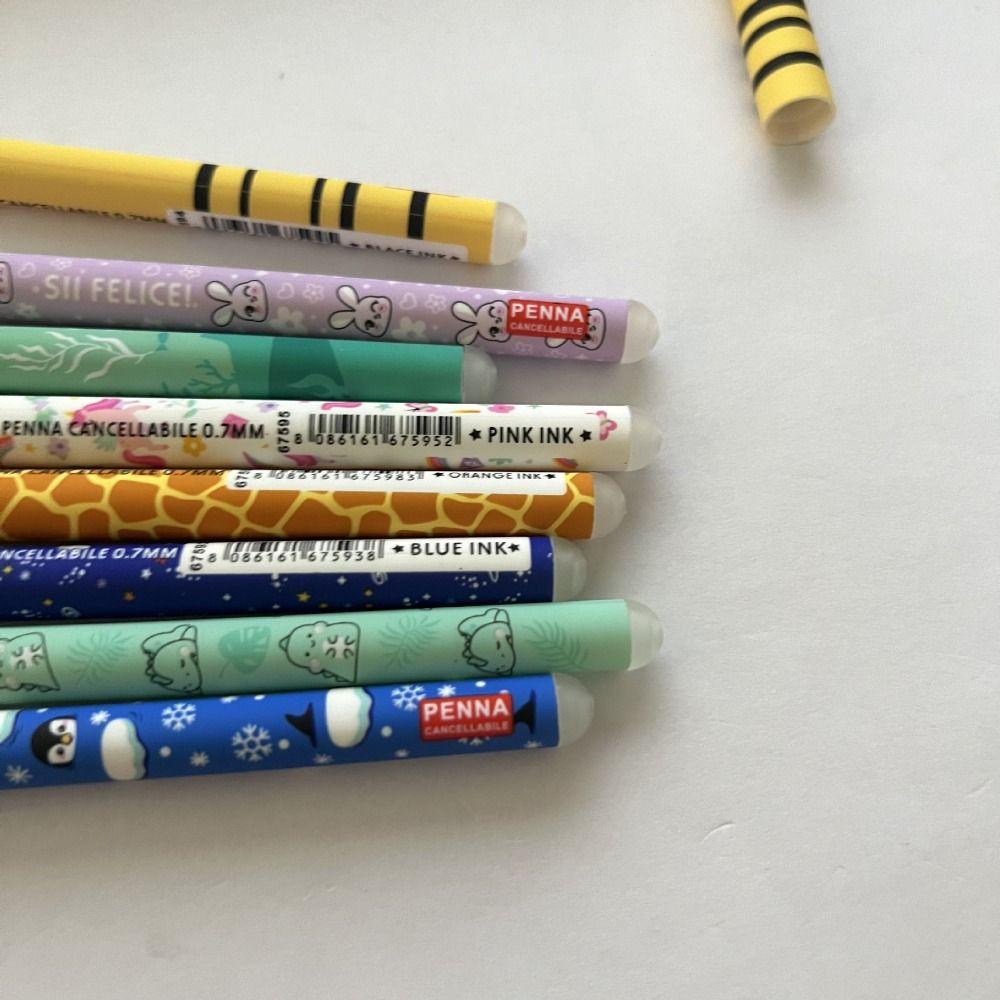 8 szt./zestaw Długopis ścieralny z końcówką 0,5 mm Seria Zwierząt Długopis neutralny Wielofunkcyjne długopisy żelowe Do robienia notatek