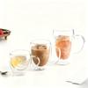 150/250/350ml Heat Resistant Glass Cups Double Wall Glass Coffee Cup with Handle Breakfast Milk Water Cup Clear Juice Beer Cups