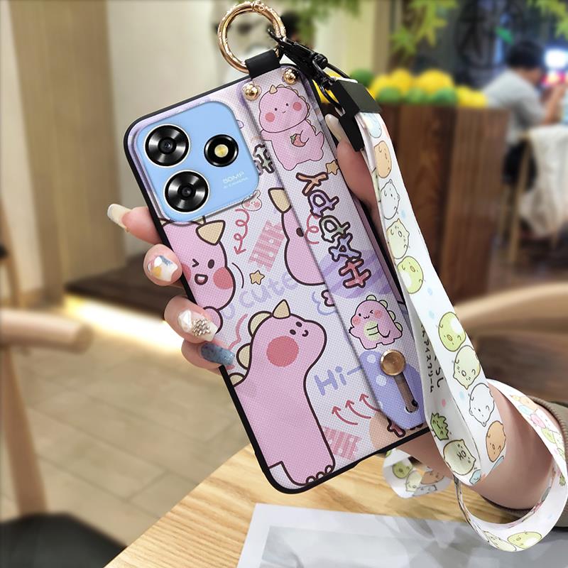 Dirt-resistant Wristband Phone Case For ZTE Blade A73 4G/V50 Smart Anti-knock Cartoon Wrist Strap Phone Holder Soft Case