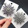 Three-dimensional Brooch Rhinestone Radial Flower Pin, Decorative Zinc Alloy Lapel Sweater Women Metal Cardigan Coat Suits Clothing Accessories,