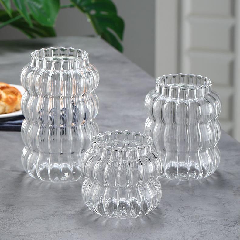 Glass Cup Straw Cup with Lid Striped Glasses Water Cup Coffee Cup Milk Cup