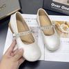 Rhinestone Silver Mary Jane Shoes Women's Autumn and Summer New Models with Skirts, Evening Small Leather Shoes, Flat Shoes