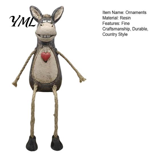 Unique Office Desk Accessories Rustic Donkey Shelf Sitter Figurine, Hanging Leg Farm Animal Statue, Artistic Home Accents Whimsical Country