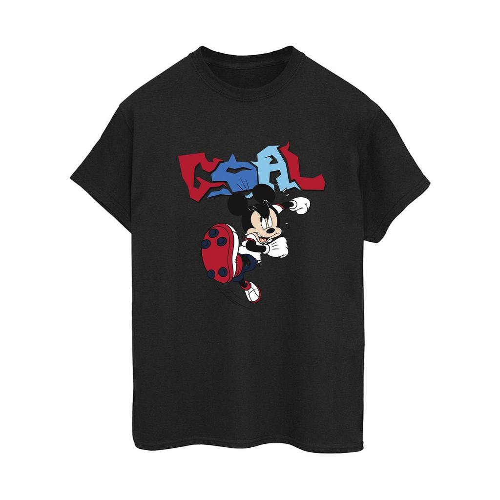 Disney Womens/Ladies Mickey Mouse Goal Striker Pose Cotton Boyfriend T-Shirt