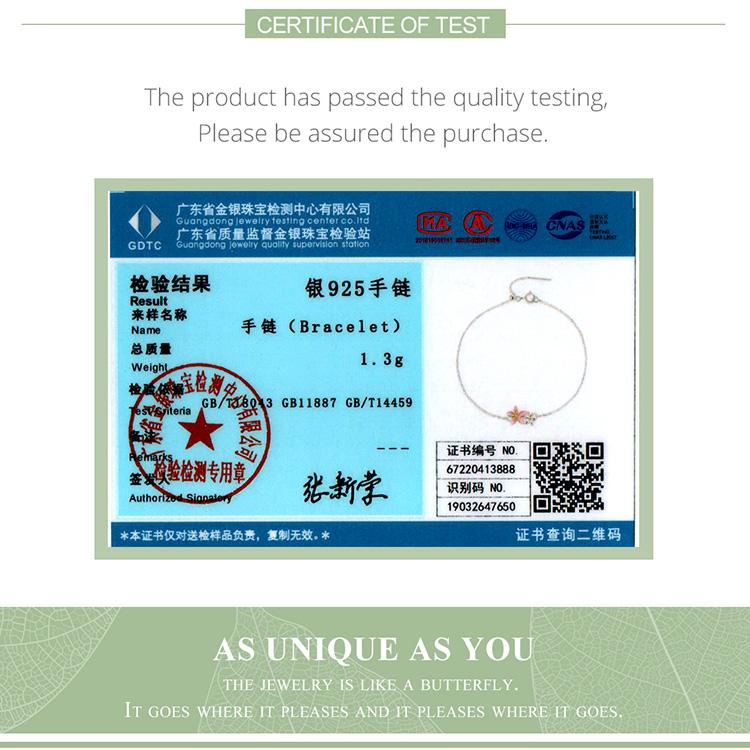 BAMOER 925 Sterling Silver Beautiful Cherry Blossom Bracelet Adjustable Silver Snake Chain Link for Women Fine Jewlery Gift