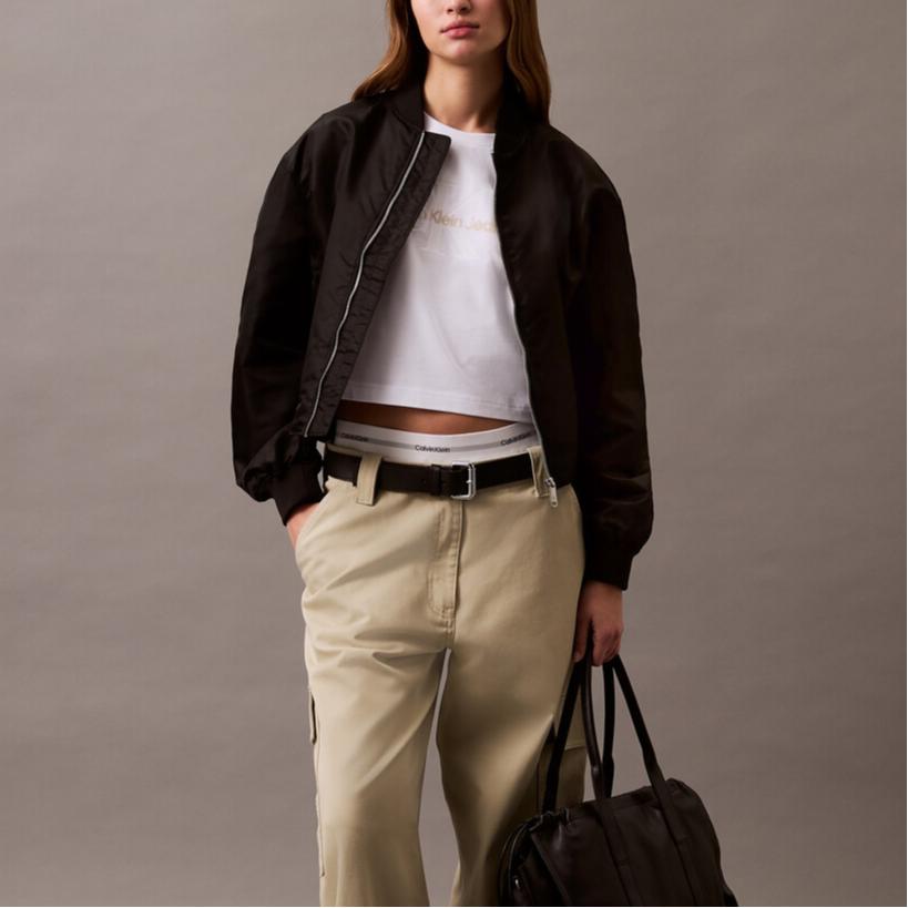 Calvin Klein Minimalist Comfortable Short Sleeve Logo T-Shirt Women Tops Bright-White 47AB814-YAA