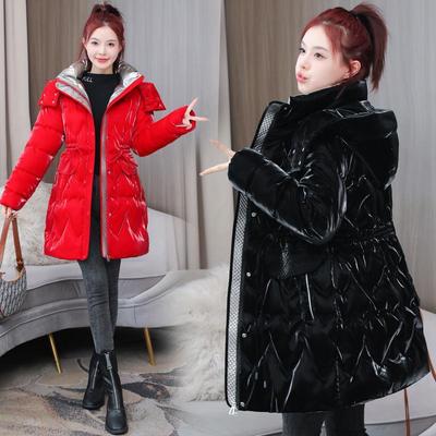 Manteau bouffant à capuche brillant pour femme, veste épaisse en coton, mi-longue, nouée à la taille, vêtements d'extérieur rembourrés, nouvelle collection hiver 2023