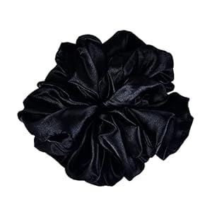 NNR Premium Black Satin Silk Scrunchie for Women & Girls - Large Hair Scrunchy for All Hair Types - Smooth Soft Hair Tie - No Breakage Elastic Band