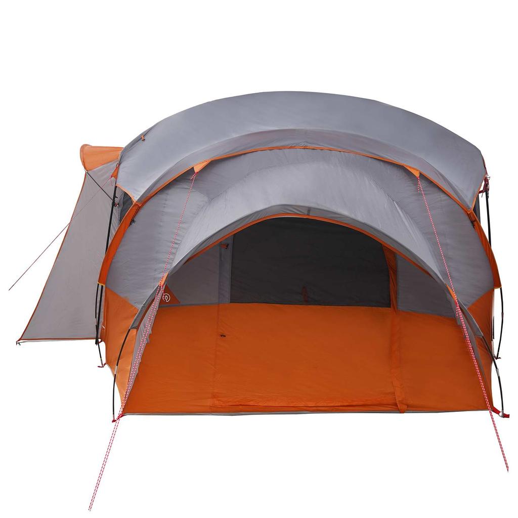 Family Tunnel Tent with Rain Fly Waterproof Gray and Orange