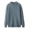 Men's Pure Wool Half High Neck Thick Pullover - Solid Color Loose Casual Knitted Cashmere Sweater
