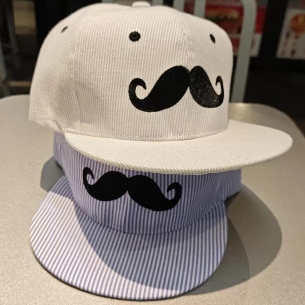 Striped Mustache Snapback Cap Flat Brim Trucker Hat Fashion Baseball Hat  Unisex