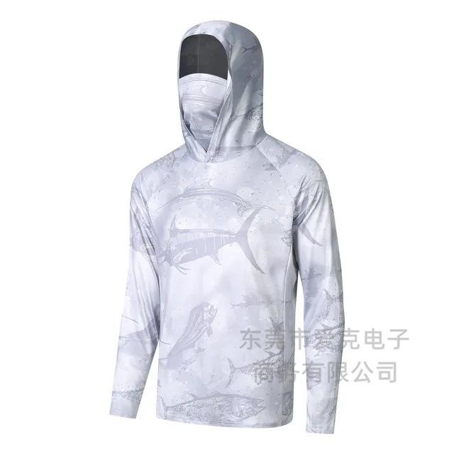 Men's sunscreen clothing summer UV protection breathable quick drying outdoor fishing clothing Luya fishing clothing hooded with mask