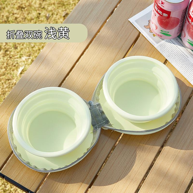 New cute pet silicone dual-purpose drinking bowl outdoor portable folding storage cat pet bowl