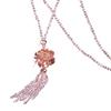 1116 Faux Crystal Necklace Knotted Beaded Long Tassel Shiny All Match Women Long Pendant Sweater Necklace Pendant Necklaces