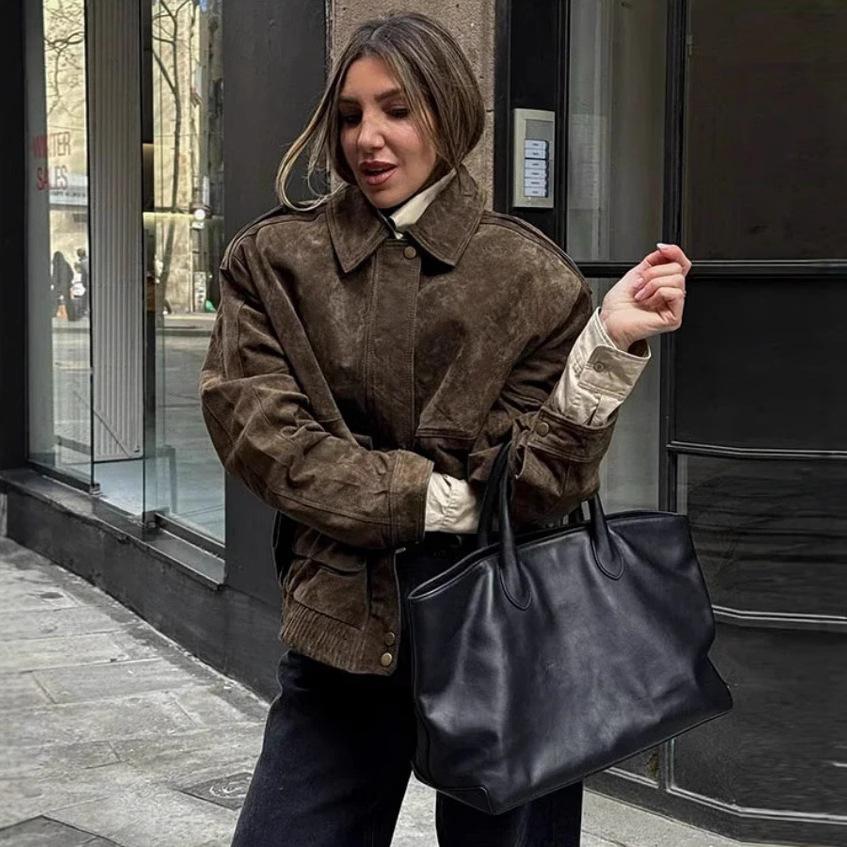 Women'S Suede Texture Loose Casual Fashion Versatile Jacket