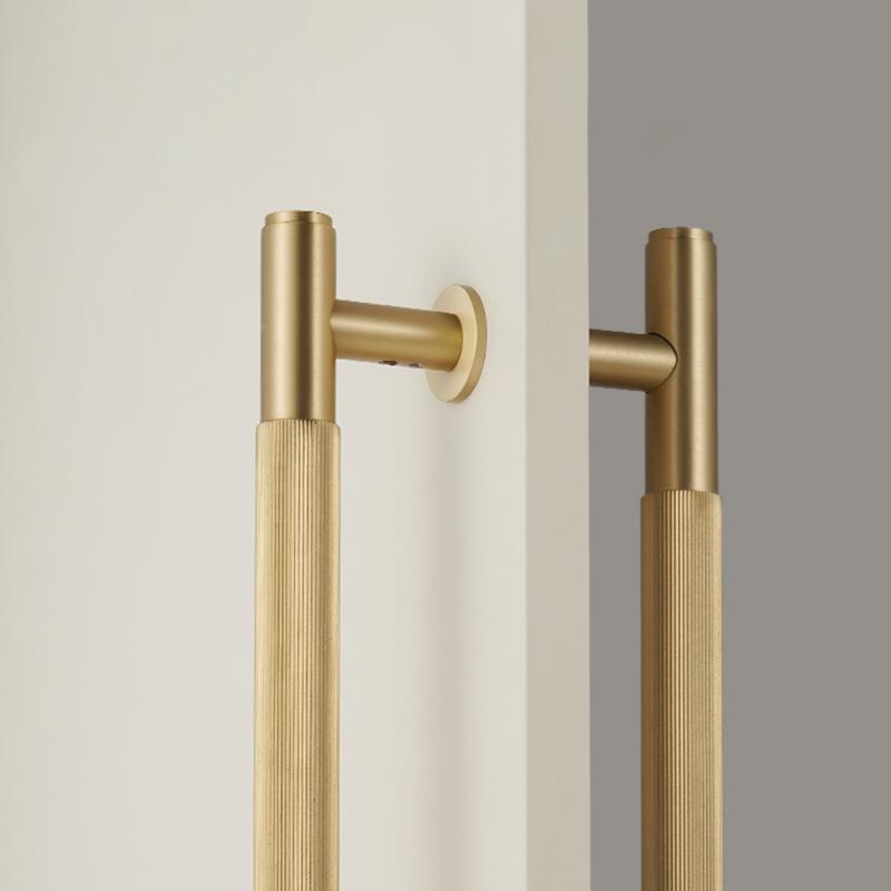 Dooroom Brass Double Single Sided Linear Striped Pull Bar Wood Gate Furniture Handle Door Handle Matt Gold Black Handle