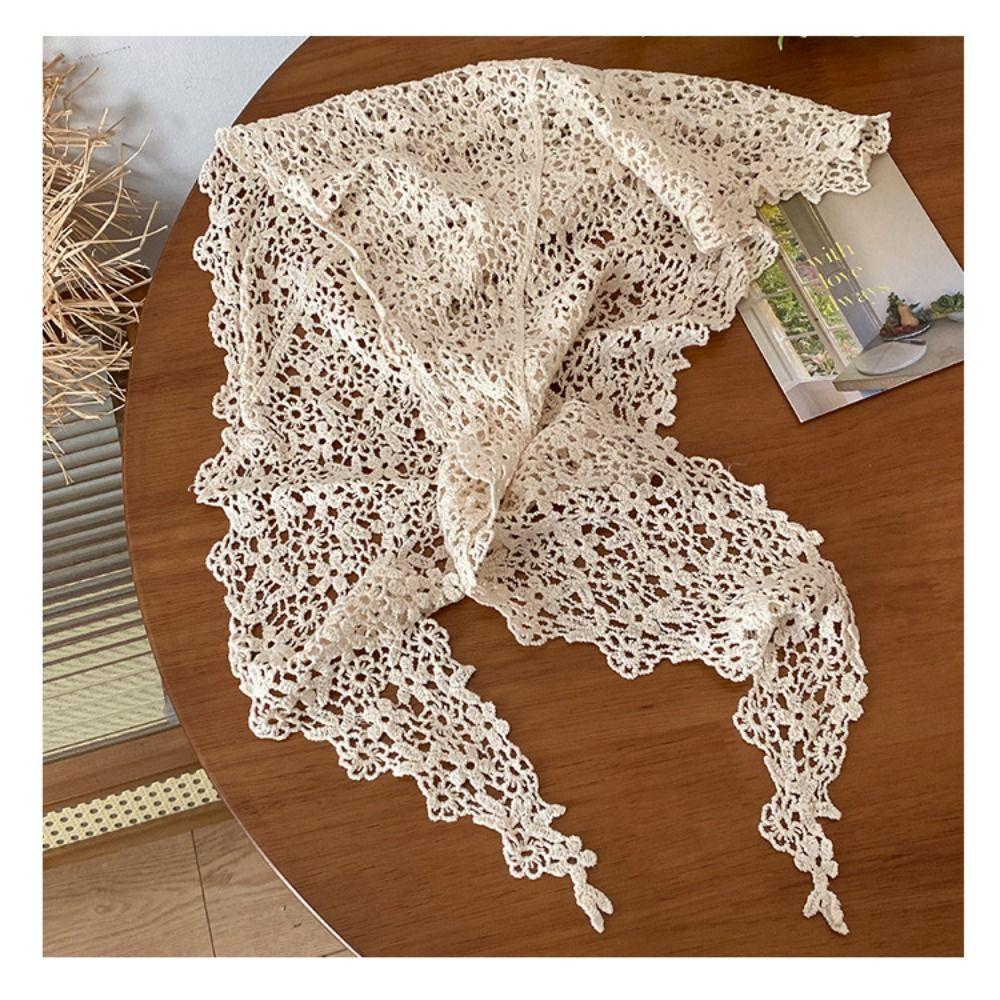 Hollowed-out Fart Curtain Lace Trim Triangular Headscarf Trendy Hip Curtain  Summer