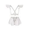Women'S Fashion Pu Leather Dress Lotus Leaf Skirt Stage Dress Up Dress Suit Holiday Party Wear