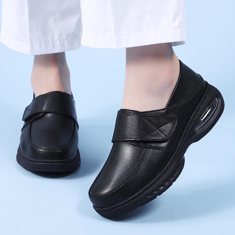 Women's Black Air Cushion Non-Slip Summer Nurse Shoes - Comfortable, Breathable, Soft, Thick Sole for Casual Medical Work