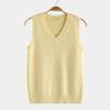 Damen Strickweste V-Ausschnitt Ärmellos Rippenbesatz Einfarbig Weste Tops Herbst Winter Lockere Passform Strickmode