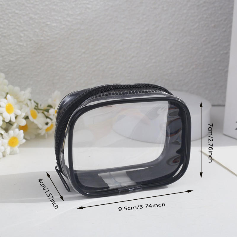 1PC Mini Clear Data Cable Storage Box Outdoor Travel Headset Multifunctional Storage Bag Data Cable Round Storage Cute PVC Bag