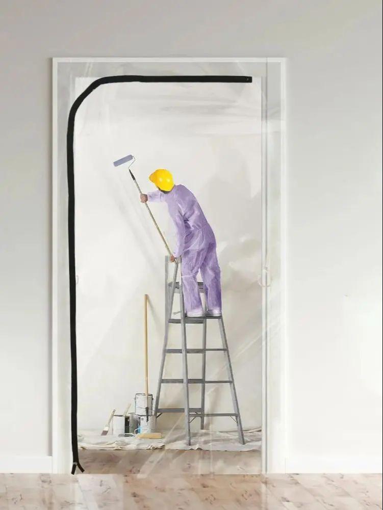 

48 in. x 86.4 in. Plastic Dust Barrier Zipper Door Kit L-type Other Screen Door слоновая кость