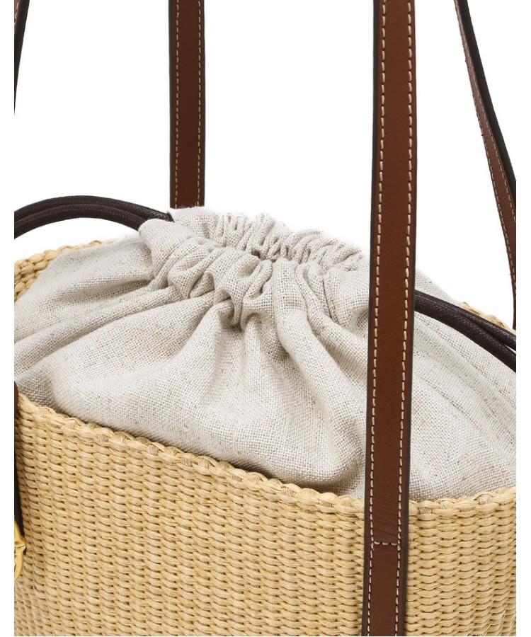 Athe Vanessabruno Beige Raffia Shoulder Bag S Aaba6F802W2