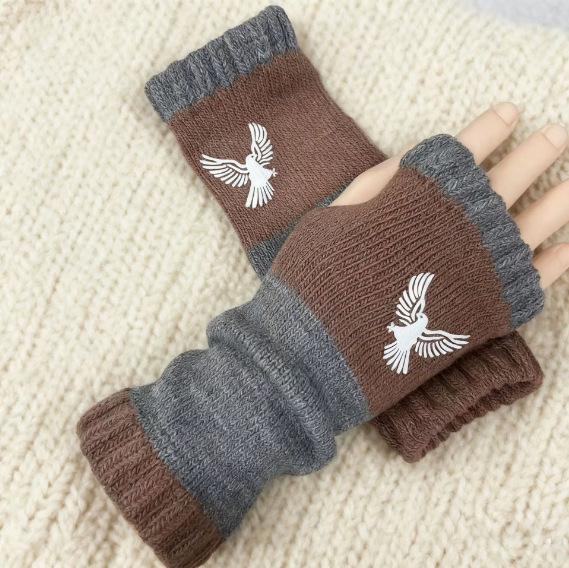 Damen Herbst/Winter Mode Gestrickte Bestickte Handschuhe