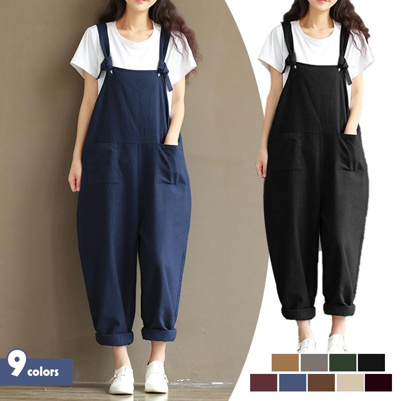 Women's Strap Loose Jumpsuit Summer Casual Pants Sleeveless Oversized Romper Baggy Overalls Jumpsuit