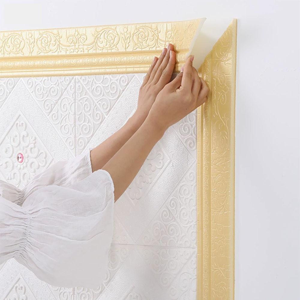 2.3m Decorative 3D Pattern Decorative Self Adhesive Waterproof Wallpaper Line Skirting Line Living Room Wall Paste