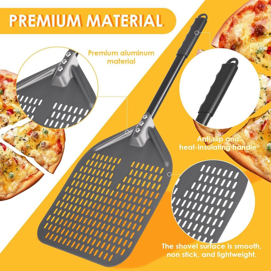 12 Inch Pizza Shovel Aluminum Non-Stick Pizza Peel Detachable Handle Transfer Tray For Homemade Baking Pizza Cake Bread Tools