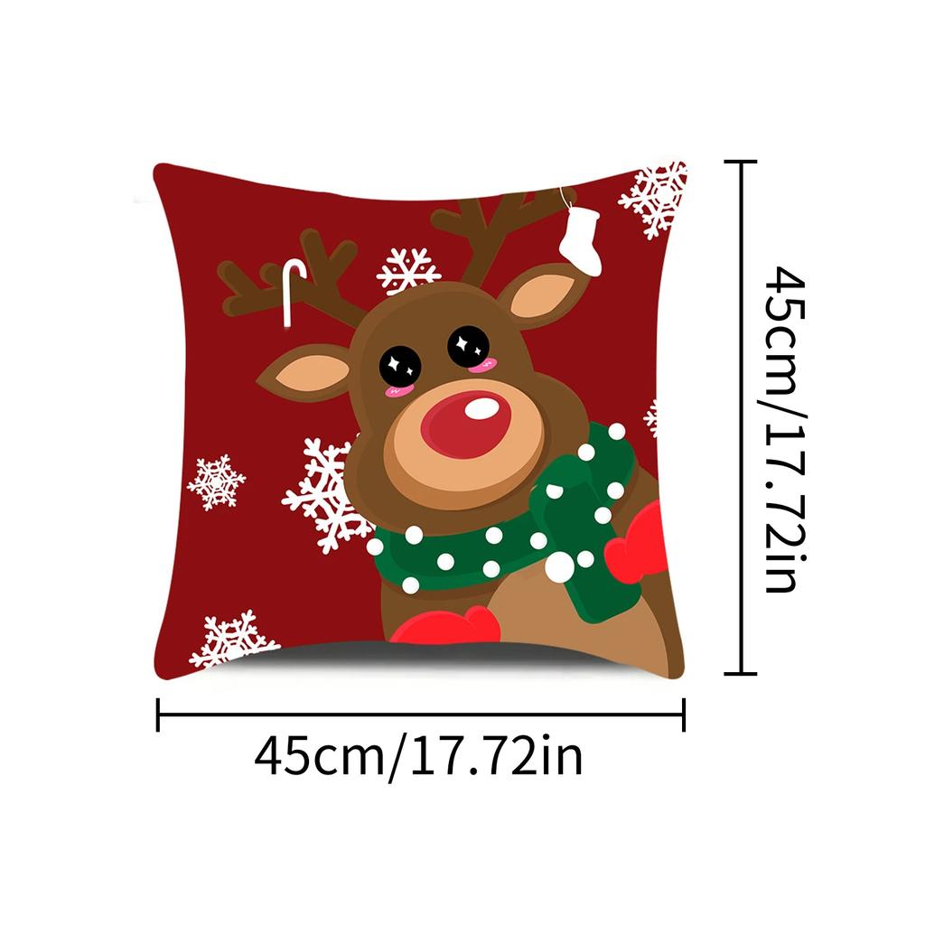 1pcs 2D Christmas Pillow Cover Xmas Party Decoration 2025 Xmas Holiday Santa Claus Pillow Cover Navidad Natal New Year Gift 2026