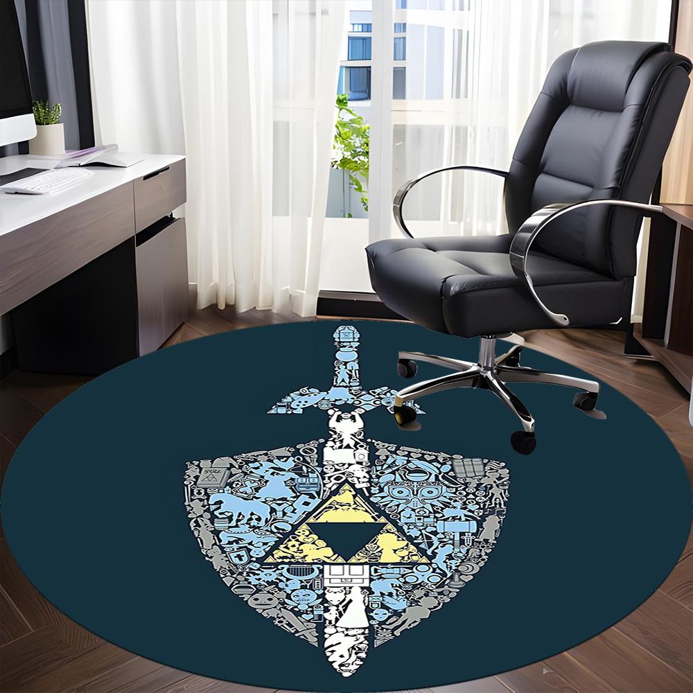 1pc Legend Office Round Area Rug, Under Office Chairs Bedroom Living Room Home Decor, Room Decoa1016247