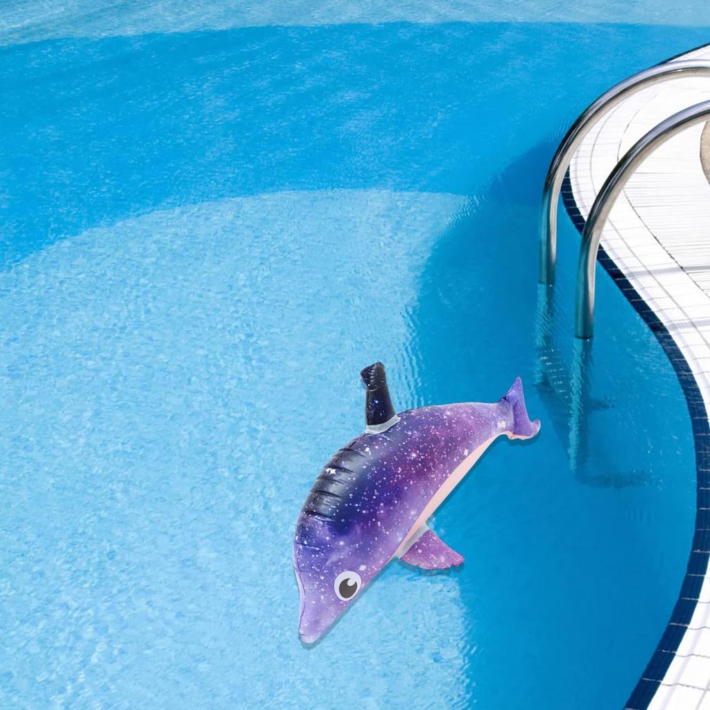 ibasenice Inflatable Dolphin 27.56 Inch Pool Float Toy for Kids, Water Play, Beach Party Decoration, Ride-On Float