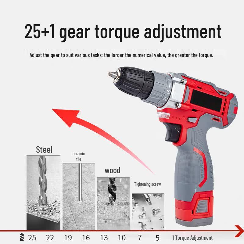 TUOHE 12V Cordless Electric Screwdriver Drill Kit CN Plug (adapter Included)
