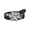 Women's Rhinestones Belt Glitters Leather Waist Belt Western Skull Waist Belt for Stylish Youth