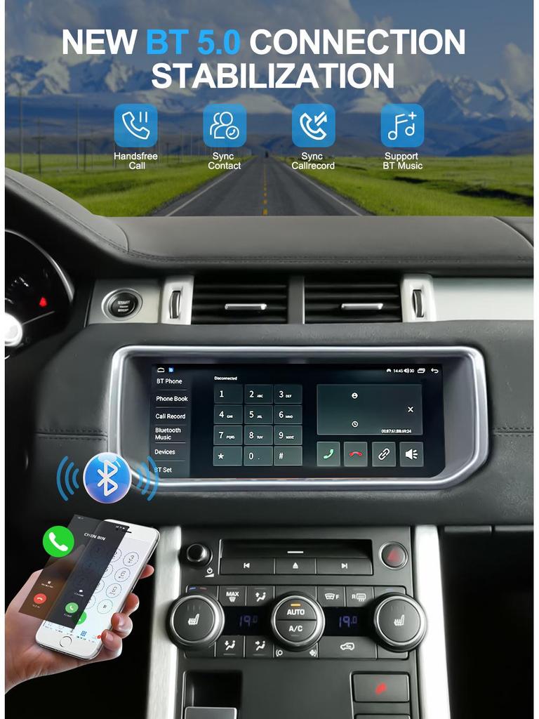 Integrated Navigation System for 2012-2018 Land Rover Range Rover Evoque, Retaining Original Style and Features.