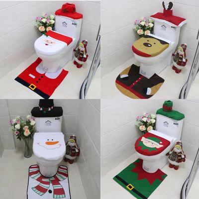 Christmas Toilet Seat Covers Santa Claus Snowman Elk Elf Bathroom Mat Merry Christmas Party Supplies New Year Gift Home Decorati