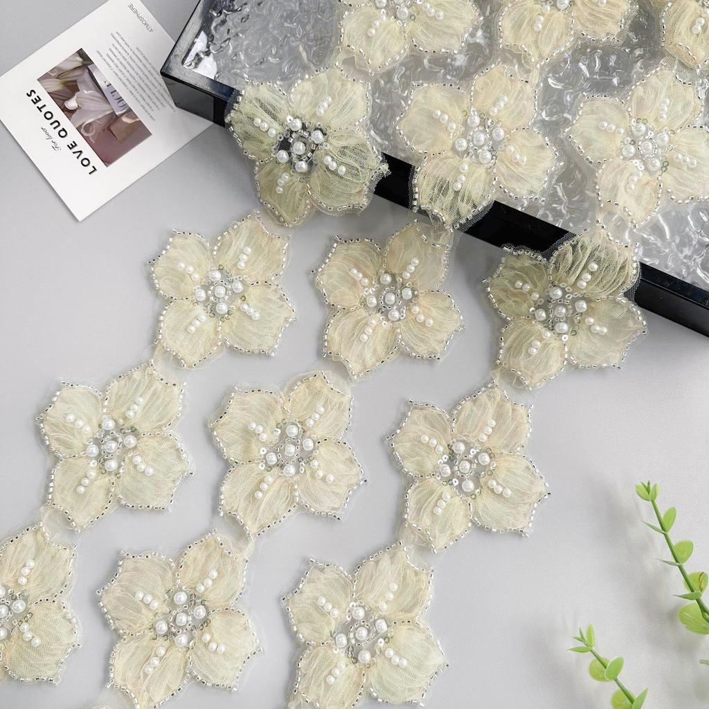 8Cm Multi-Color Bead Three-Dimensional Flower Lace Clothing Hair Accessories Dress Lolita Decorative Lace Accessories