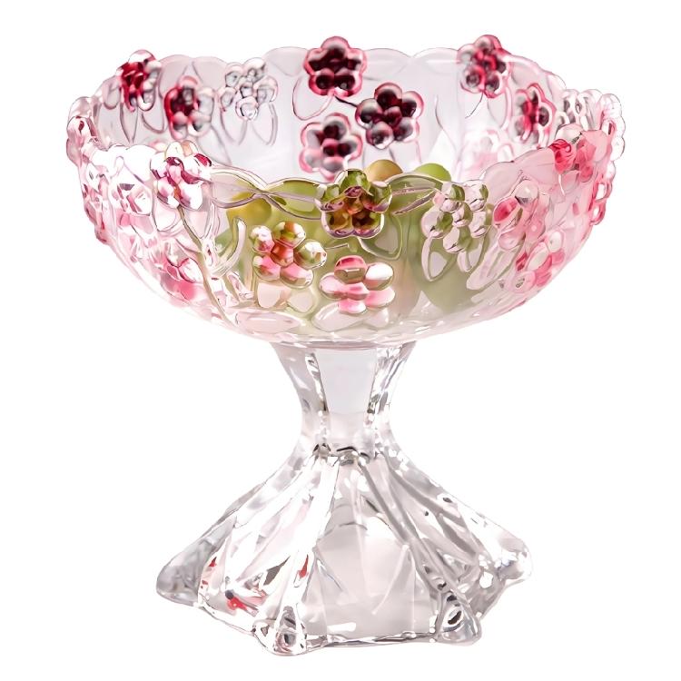

Modern High Legged Fruit Storage Organiser Tray Glass Multipurpose Candy Tray For Living Room Or Kitchen Use 1