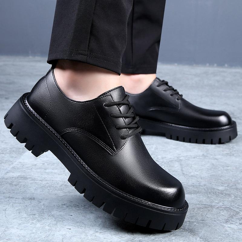 2025 outono e inverno novos sapatos masculinos couro genuíno juventude versátil versão coreana tendência plataforma casual sapatos de couro sapatos de algodão masculinos