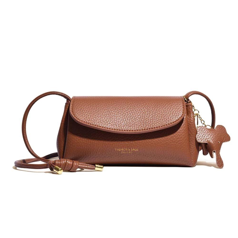 

Lightweight Women Shoulder Pouch Solid Color Mini Flip Crossbody Bag Soft PU Pillow Bag School темно-коричневого кольору